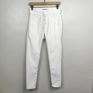 Bevy Flog Jeans Pants Womens 24‎ White Tapered Leg Drawstring Preppy Joggers